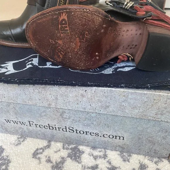 Freebird, Style Crue, Size 5, Black and Brown, Handmade Leather Boots - Picture 5 of 7